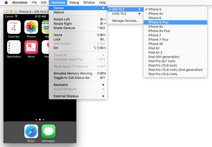 what is the select button on mac ios emulator